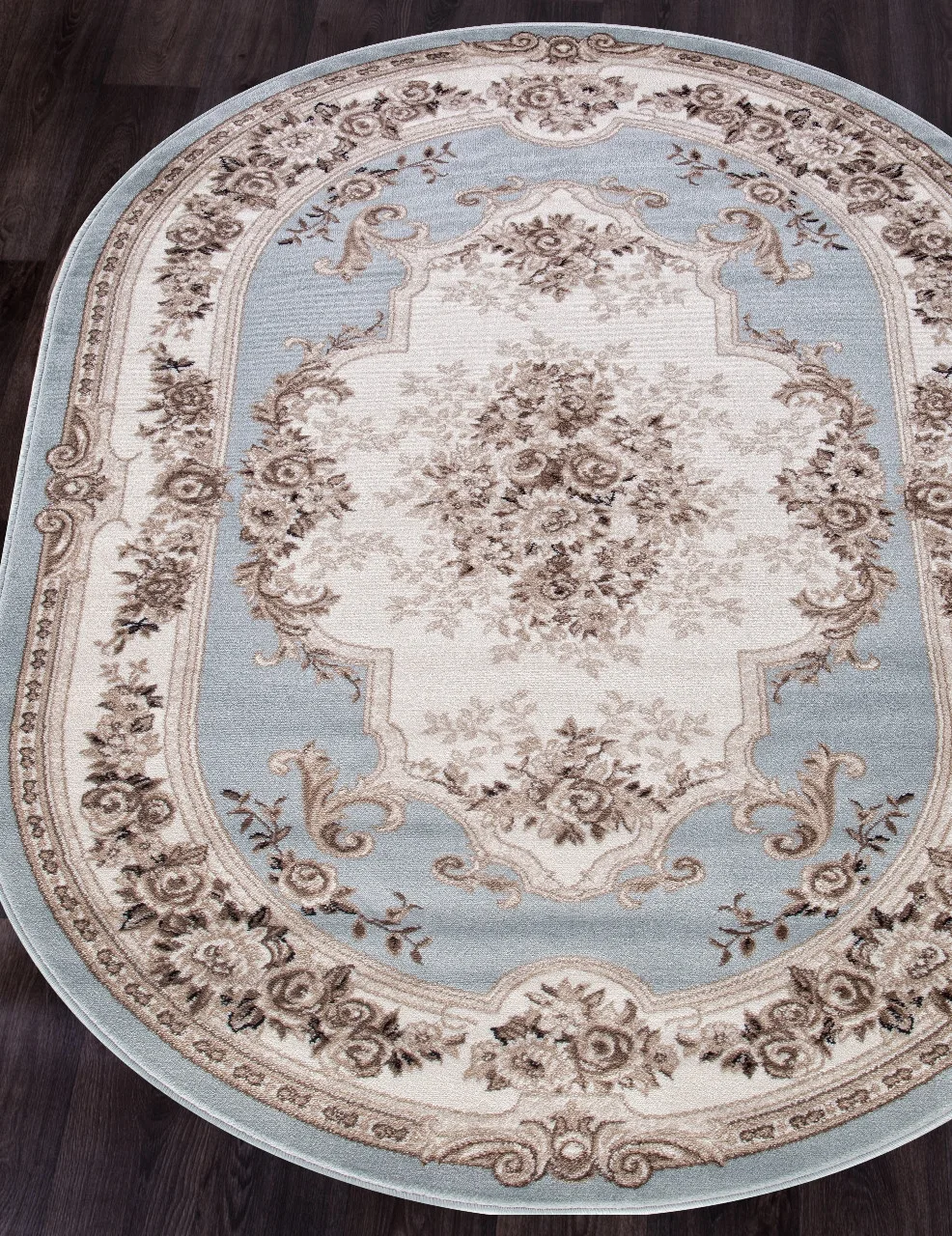 Классический ковер VALENCIA DELUXE 4015 - L.BLUE-BROWN Heat-set Россия