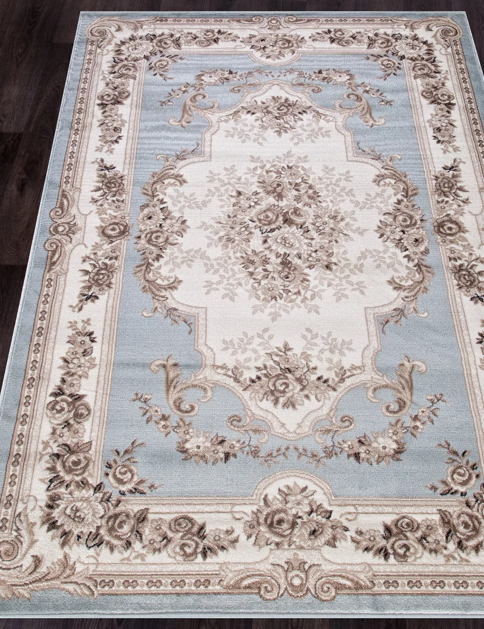 Классический ковер VALENCIA DELUXE 4015 - L.BLUE-BROWN Heat-set Россия