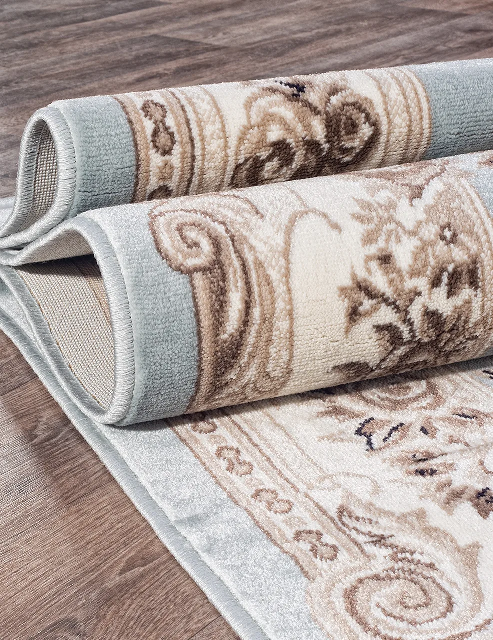 Классический ковер VALENCIA DELUXE 4015 - L.BLUE-BROWN Heat-set Россия