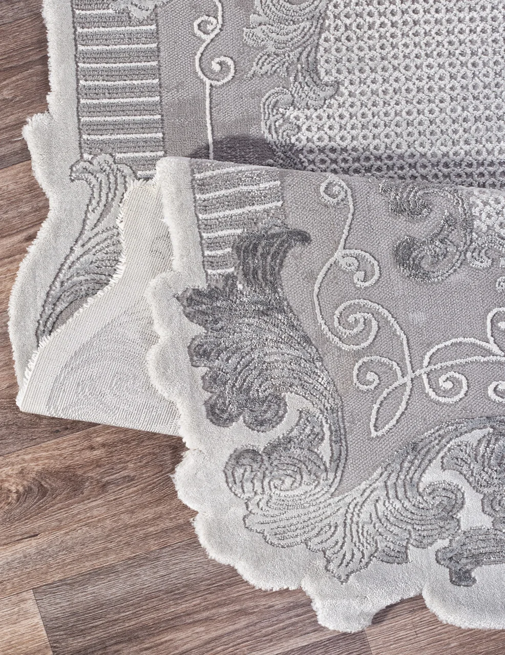 Классический ковер SAFIR 00857G - GREY / GREY Heat-set Турция