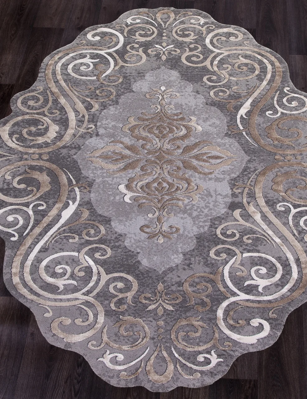 Классический ковер SAFIR 00858C - GREY / BROWN Heat-set Турция