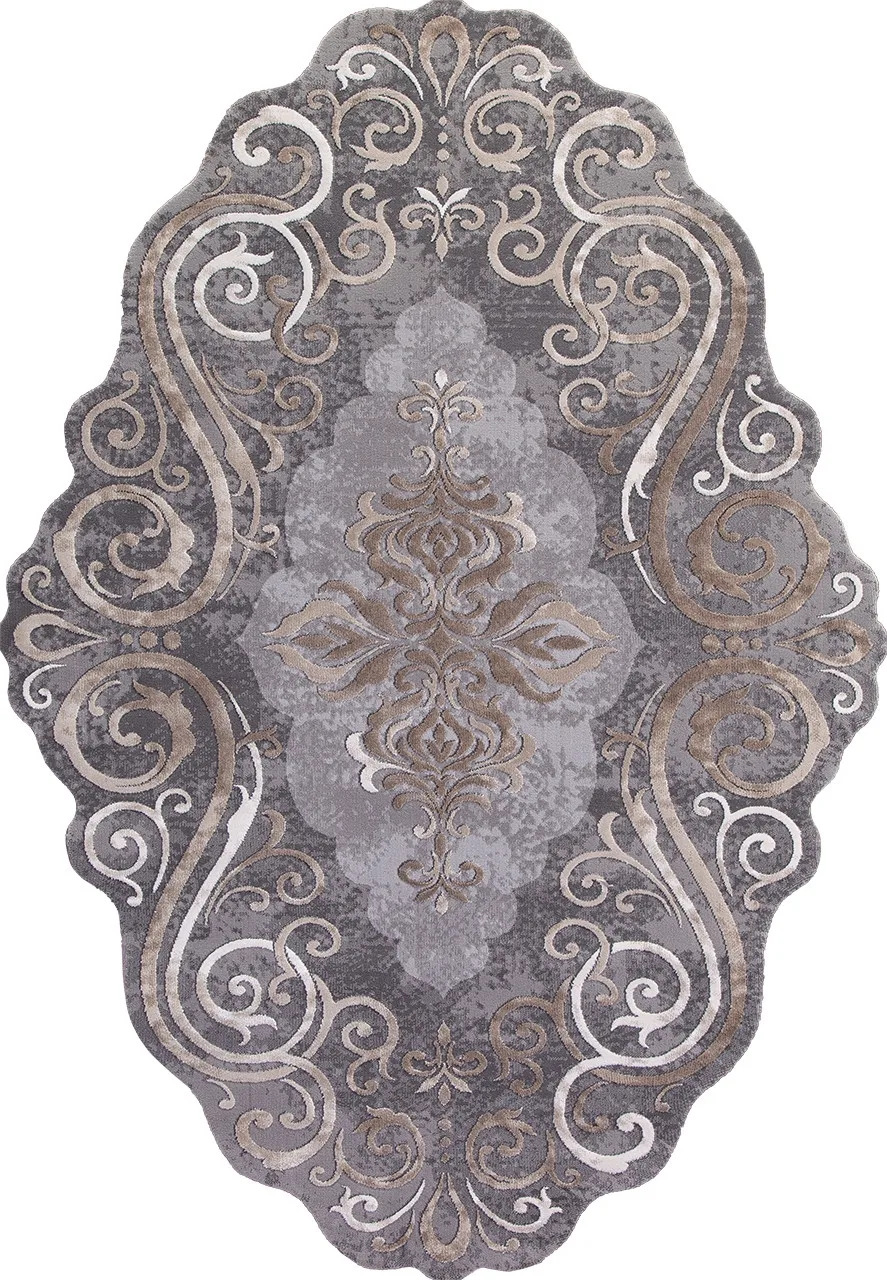 Классический ковер SAFIR 00858C - GREY / BROWN Heat-set Турция