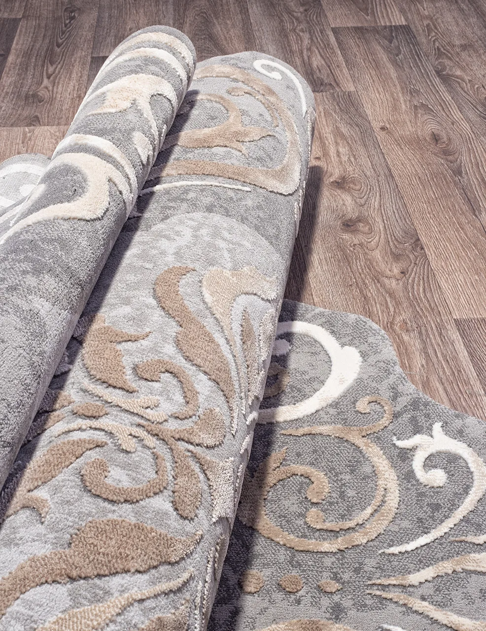 Классический ковер SAFIR 00858C - GREY / BROWN Heat-set Турция