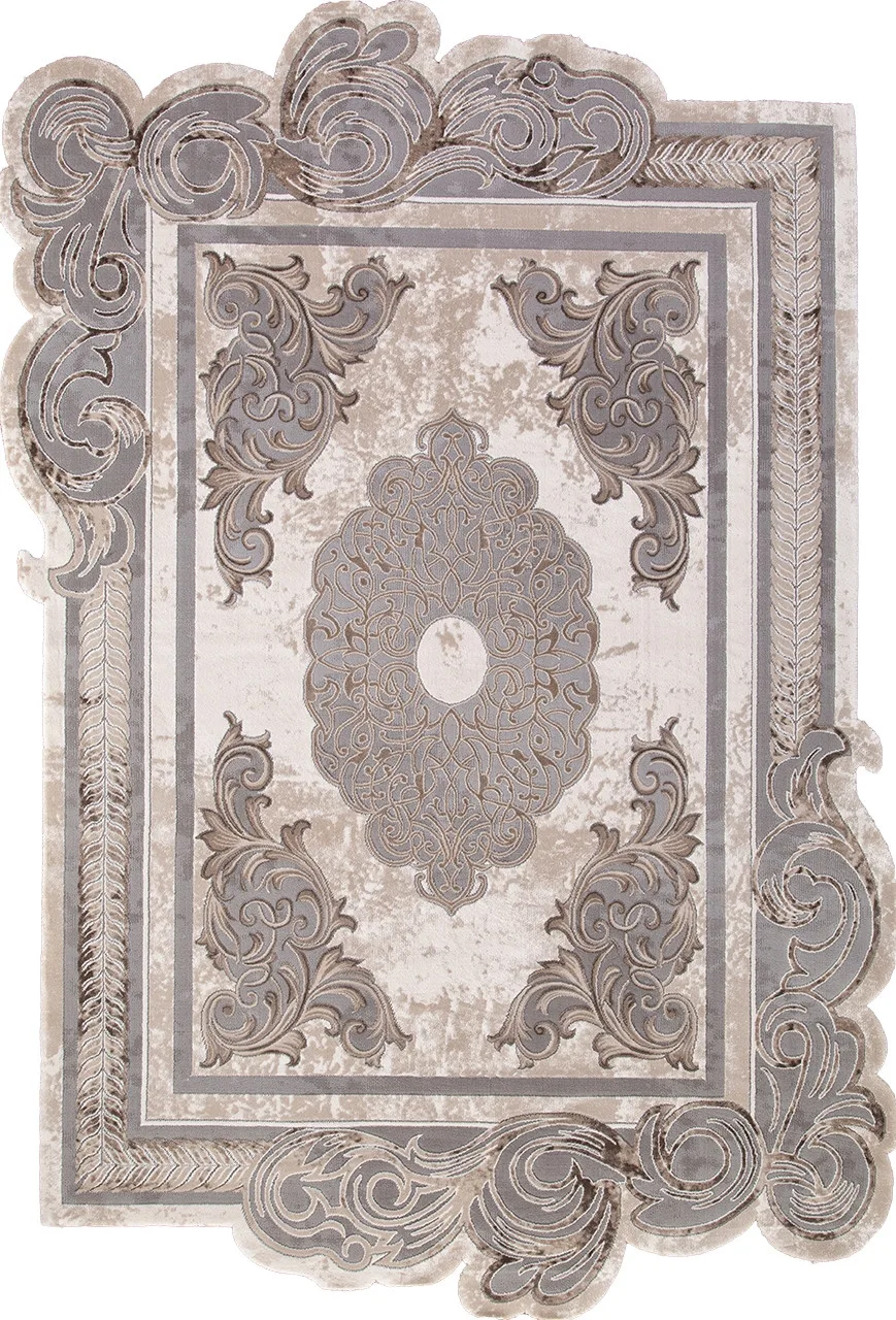 Классический ковер SAFIR 00856C - GREY / BROWN Heat-set Турция