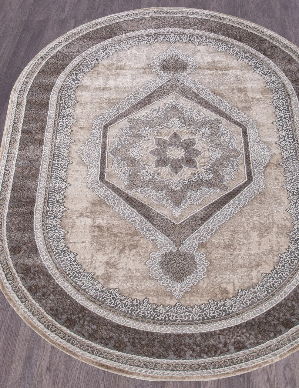 Классический ковер ARMINA 04037C - GREY / BROWN Heat-set Турция