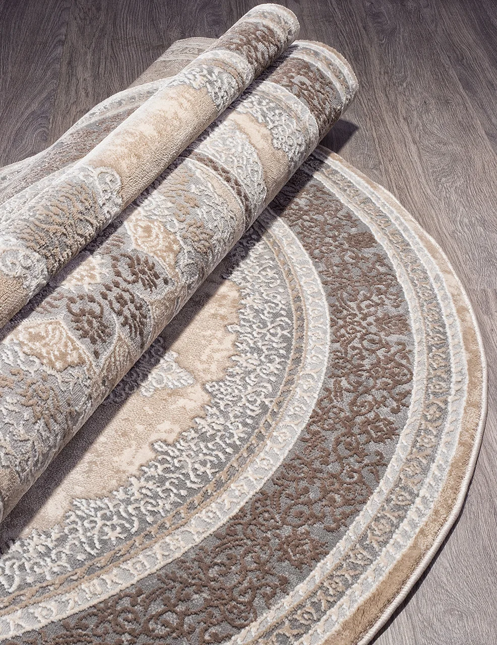 Классический ковер ARMINA 04037C - GREY / BROWN Heat-set Турция