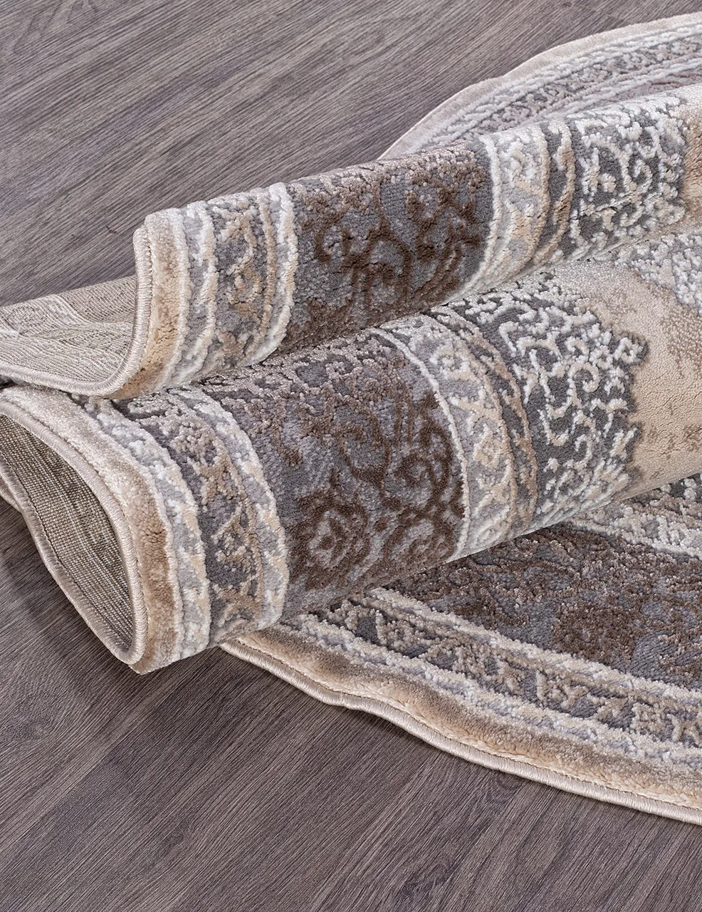 Классический ковер ARMINA 04037C - GREY / BROWN Heat-set Турция