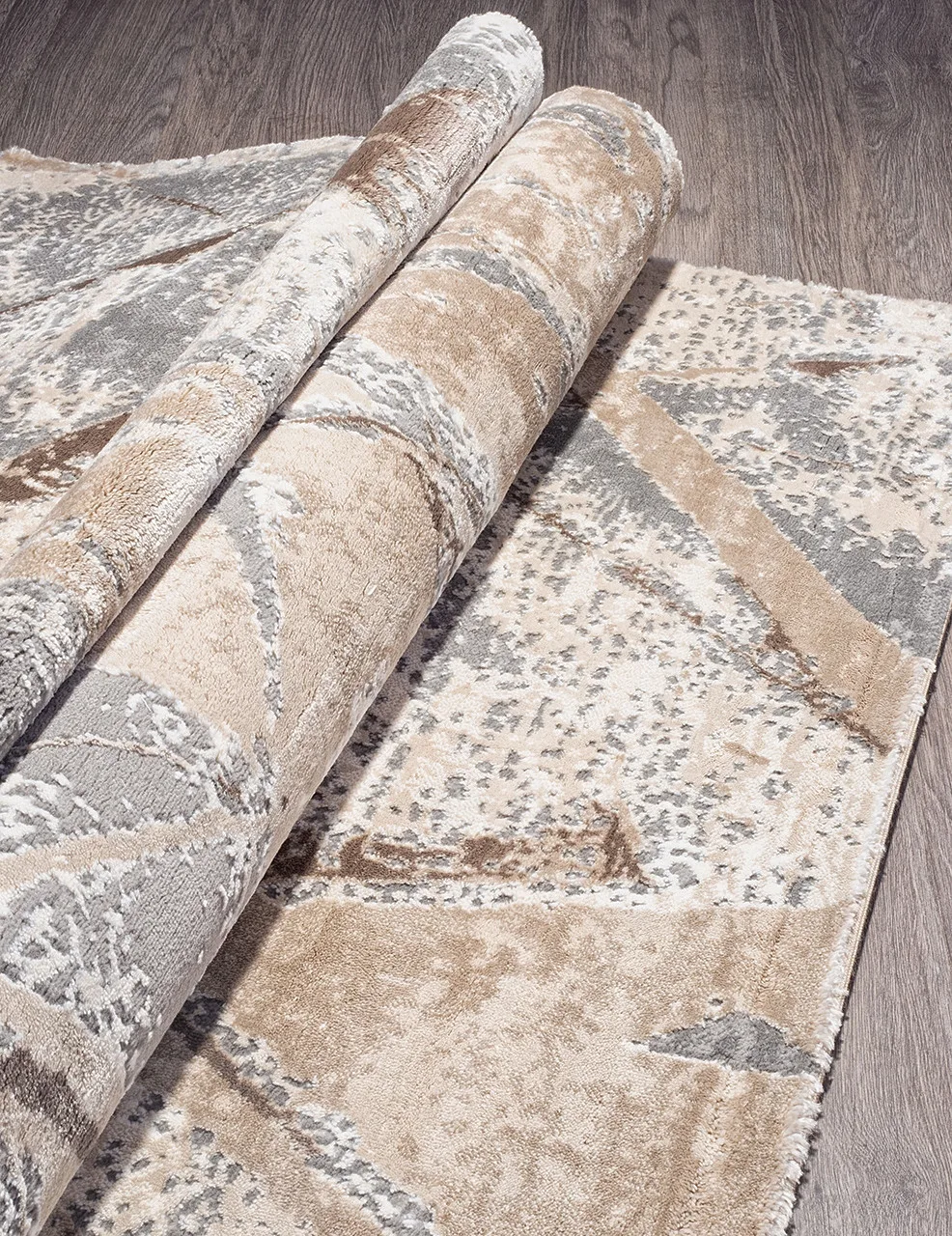 Современный ковер ARMINA 04022C - GREY / BROWN Heat-set Турция
