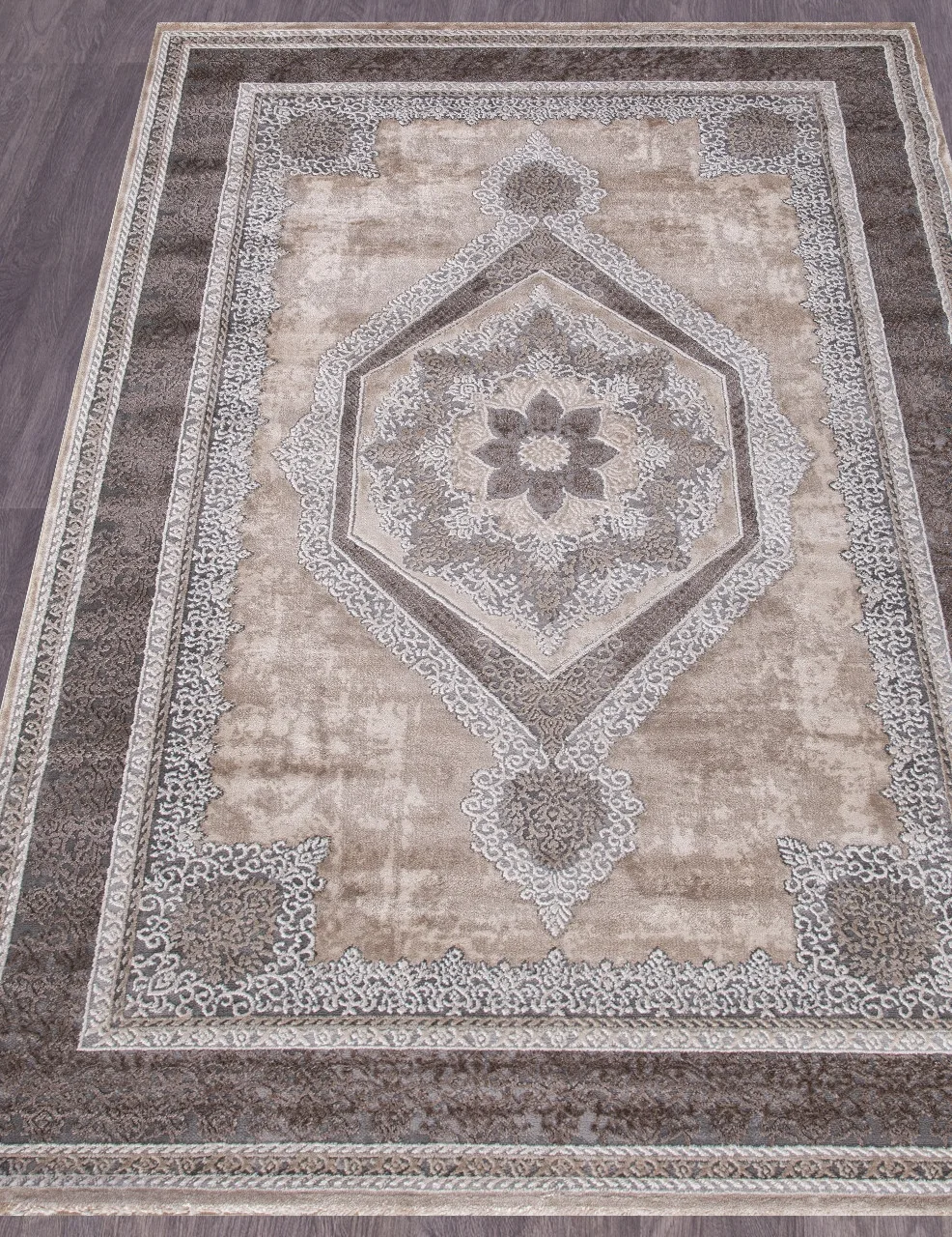 Классический ковер ARMINA 04037C - GREY / BROWN Heat-set Турция