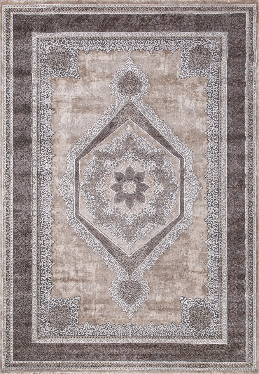 Классический ковер ARMINA 04037C - GREY / BROWN Heat-set Турция
