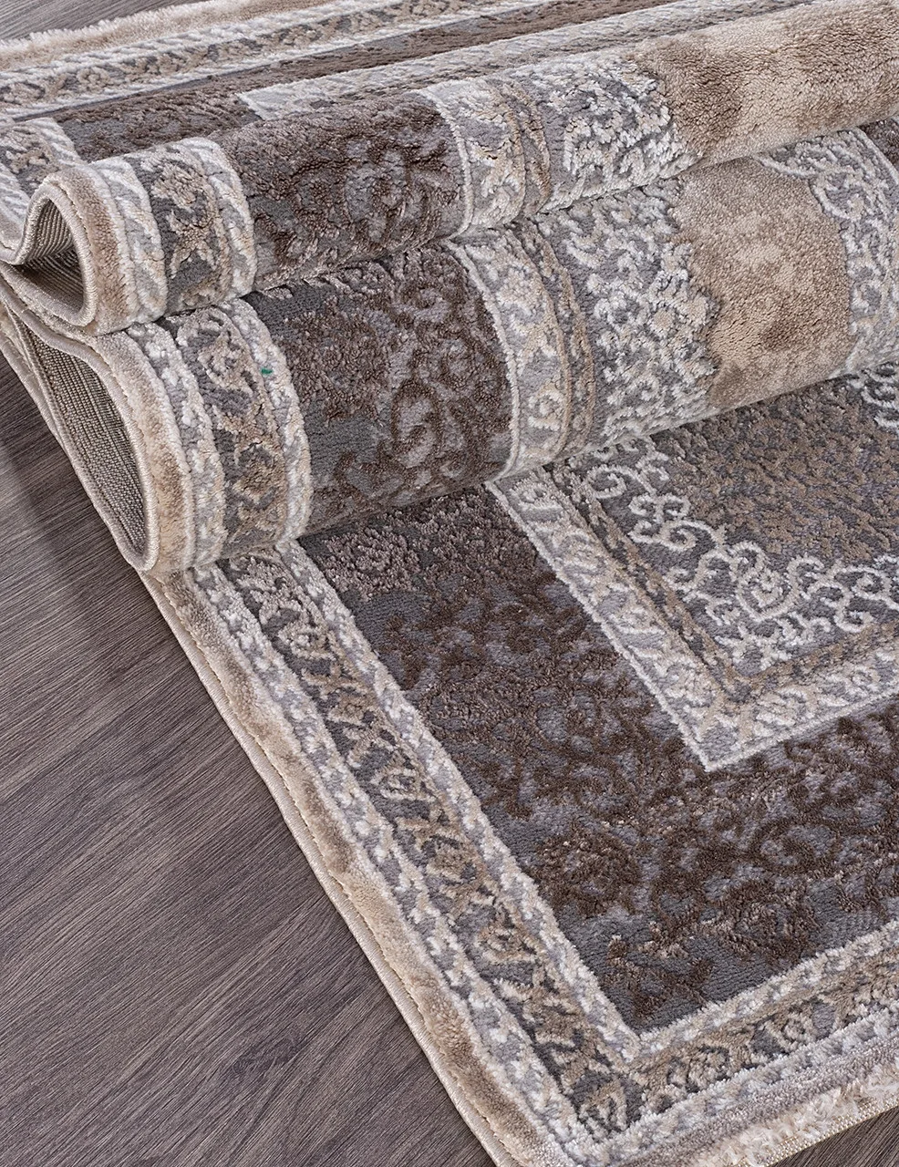 Классический ковер ARMINA 04037C - GREY / BROWN Heat-set Турция