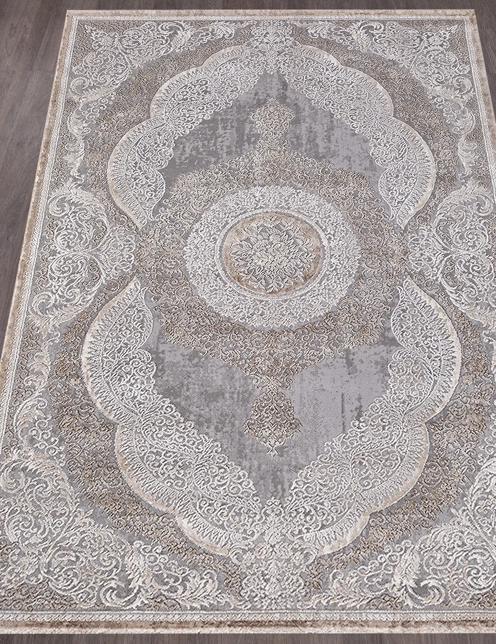 Классический ковер ARMINA 03880C - GREY / BROWN Heat-set Турция