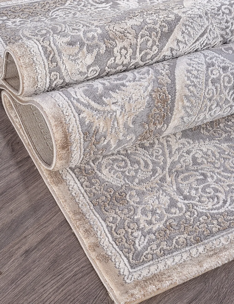 Классический ковер ARMINA 03880C - GREY / BROWN Heat-set Турция