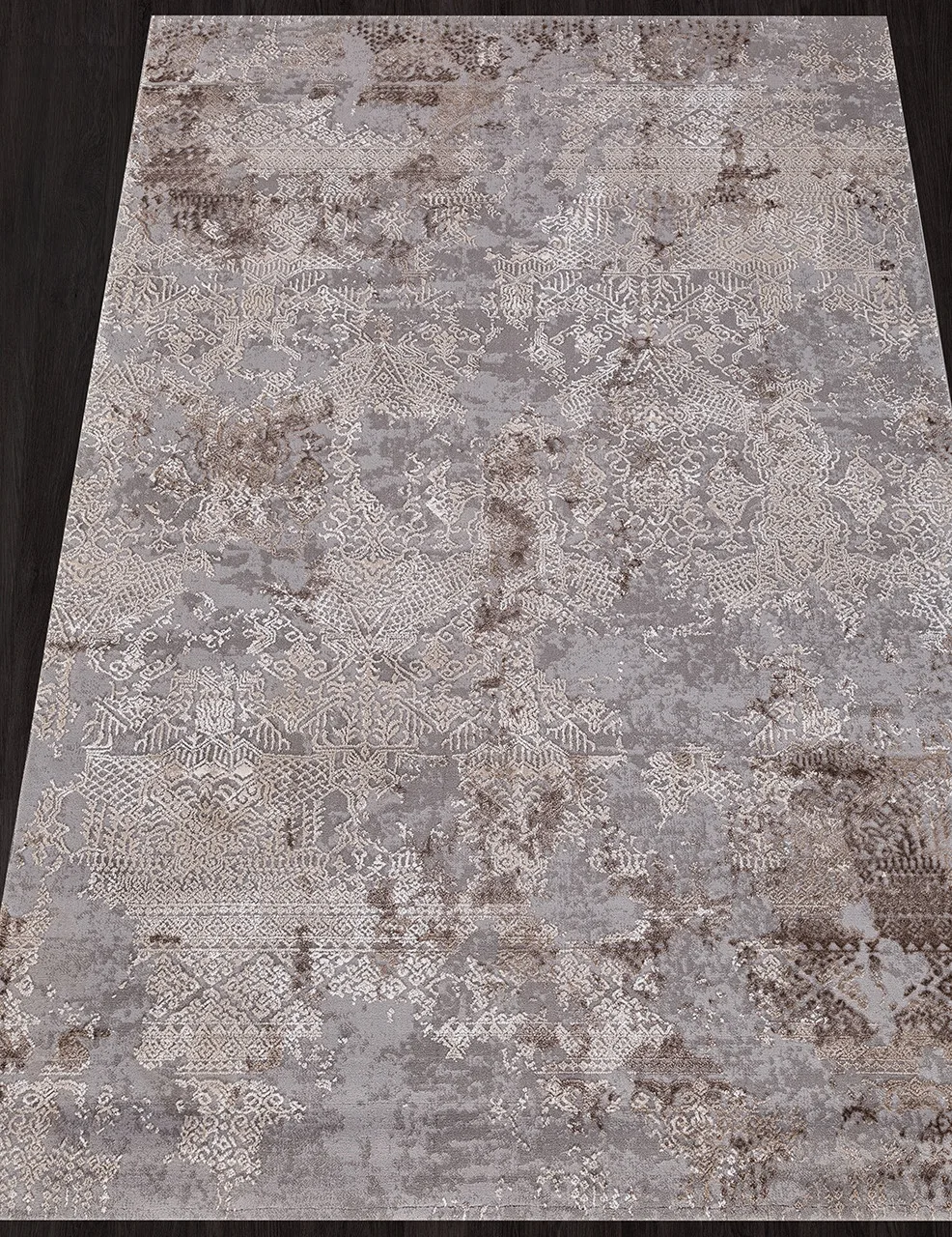 Винтажный ковер ARMINA 03851C - GREY / BROWN Heat-set Турция