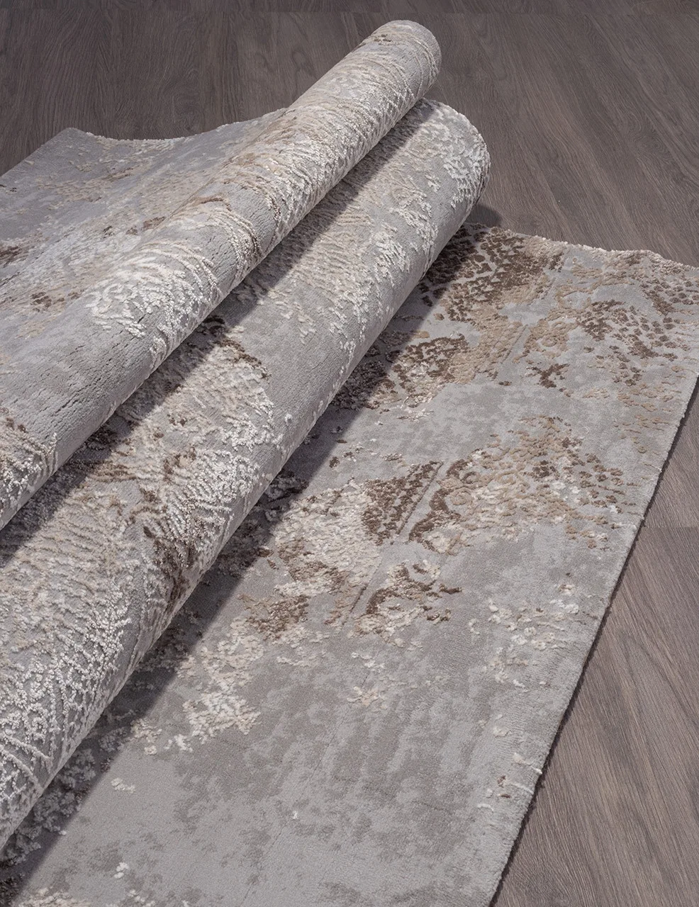 Винтажный ковер ARMINA 03851C - GREY / BROWN Heat-set Турция