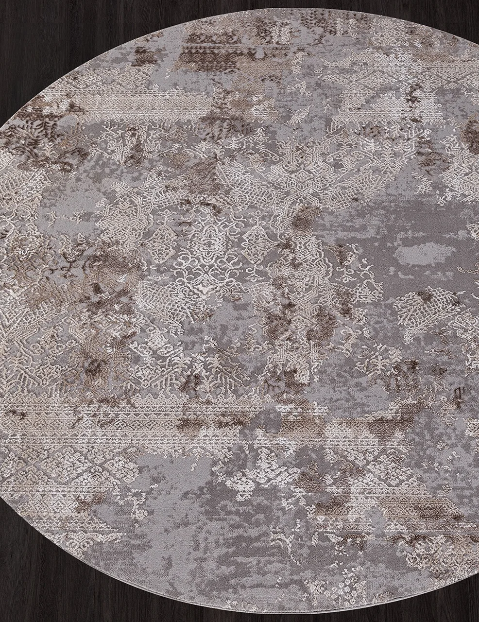 Винтажный ковер ARMINA 03851C - GREY / BROWN Heat-set Турция