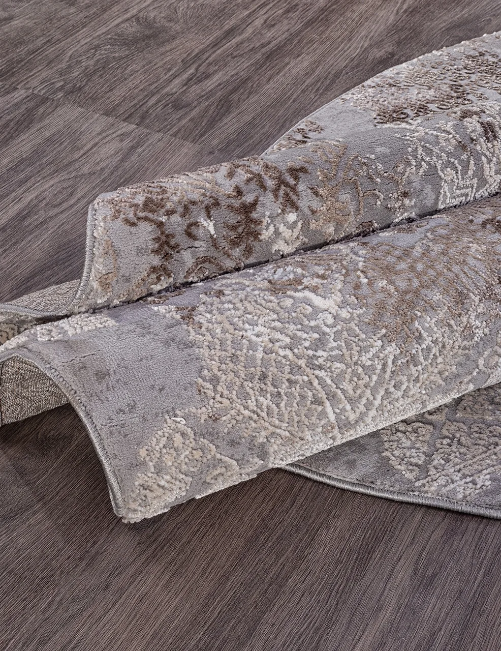Винтажный ковер ARMINA 03851C - GREY / BROWN Heat-set Турция