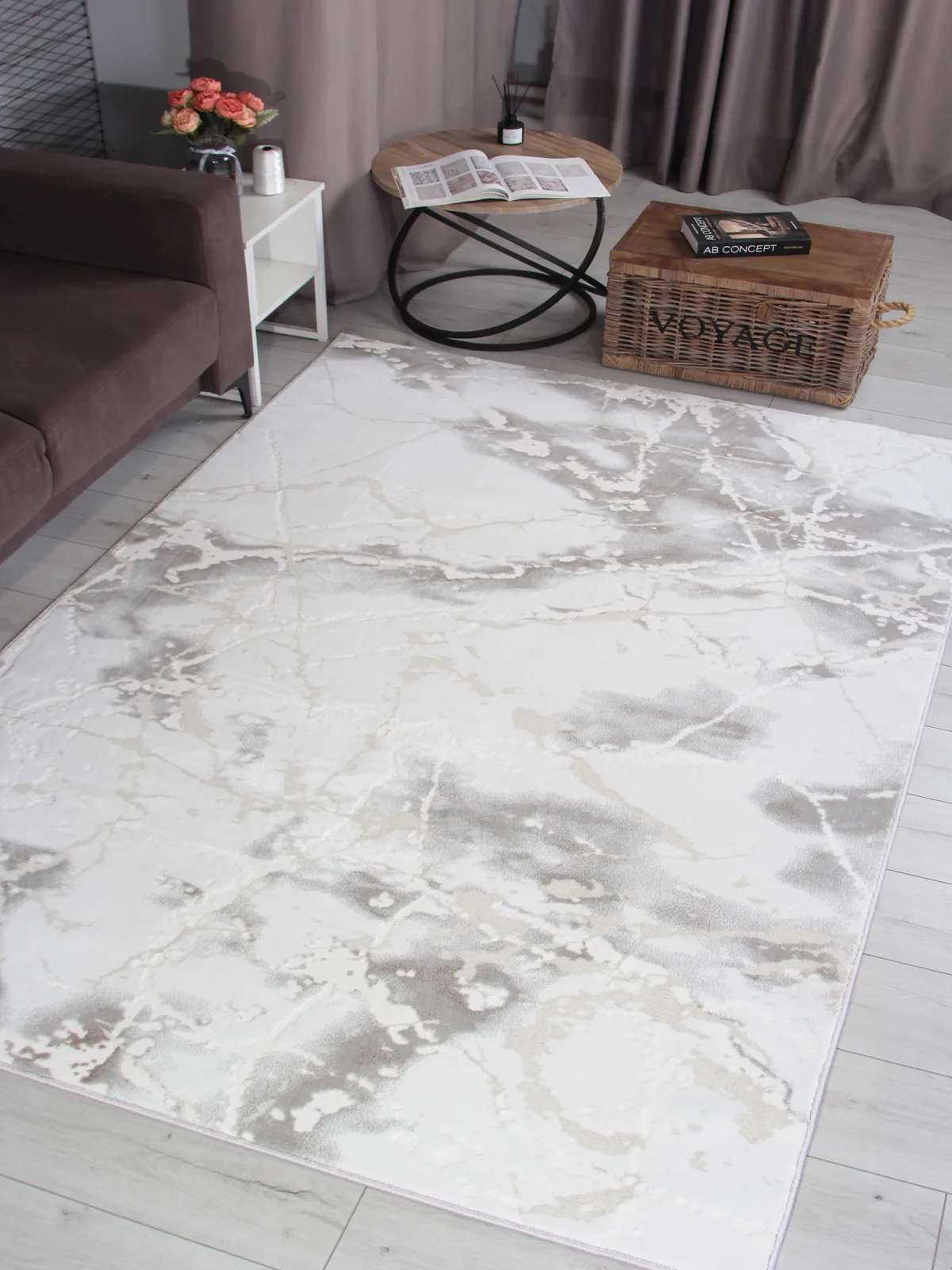 Современный ковер GRAFF 3270 - GRAY-BEIGE Heat-set Россия