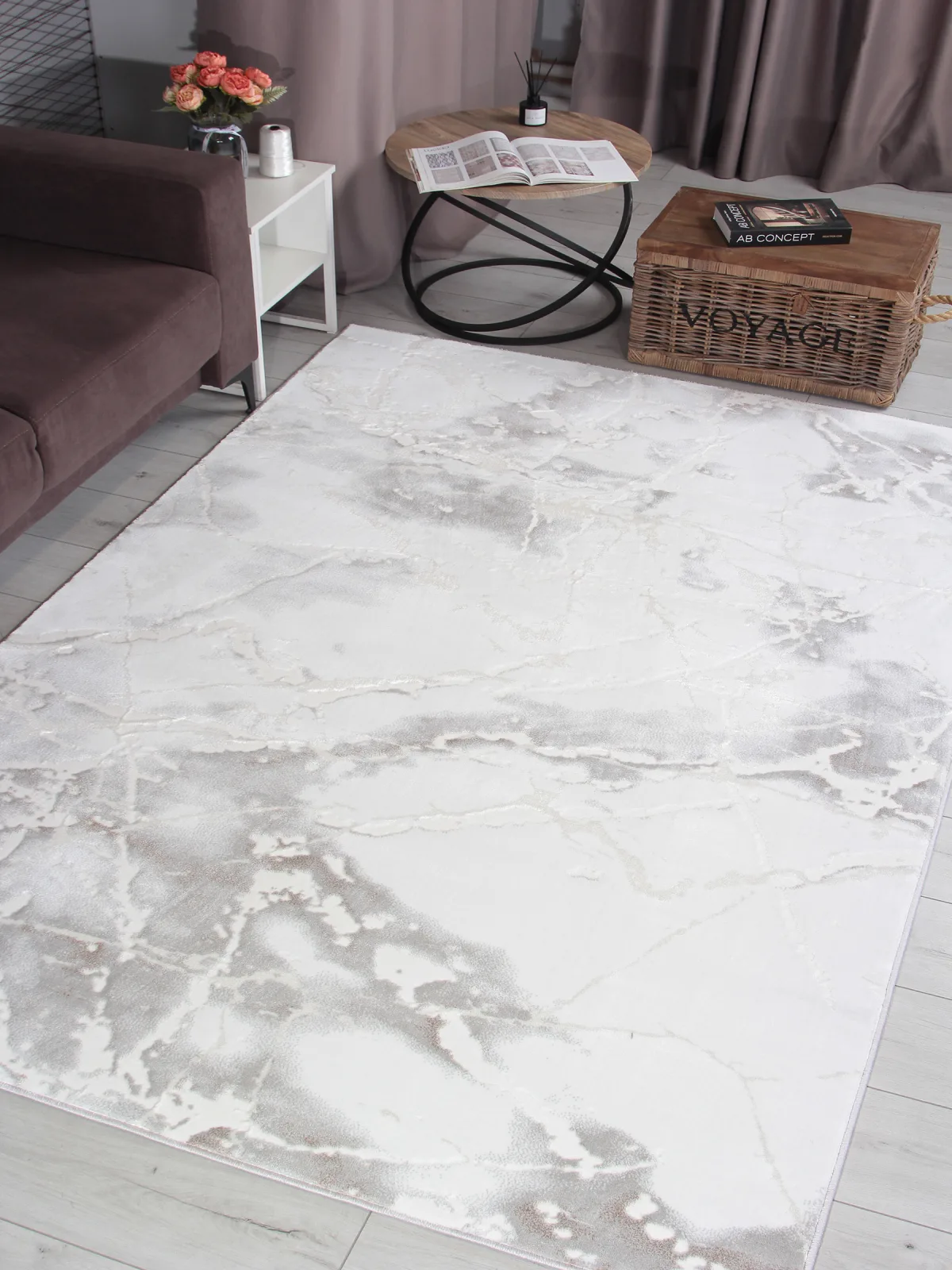 Современный ковер GRAFF 3270 - GRAY-BEIGE Heat-set Россия