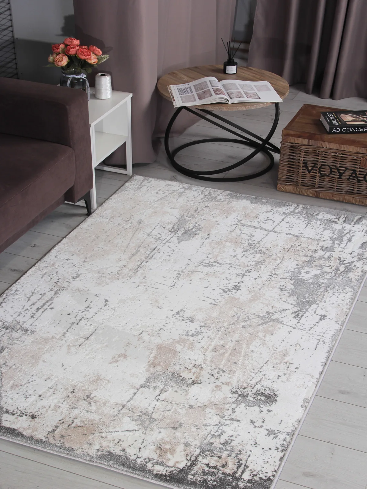 Современный ковер GRAFF 3433 - GRAY-BEIGE Heat-set Россия