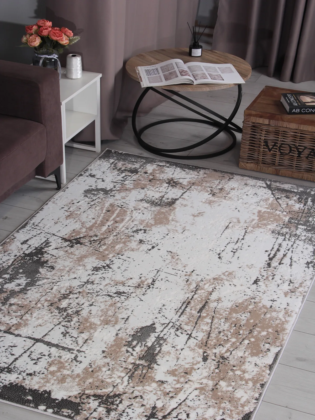 Современный ковер GRAFF 3433 - GRAY-BEIGE Heat-set Россия