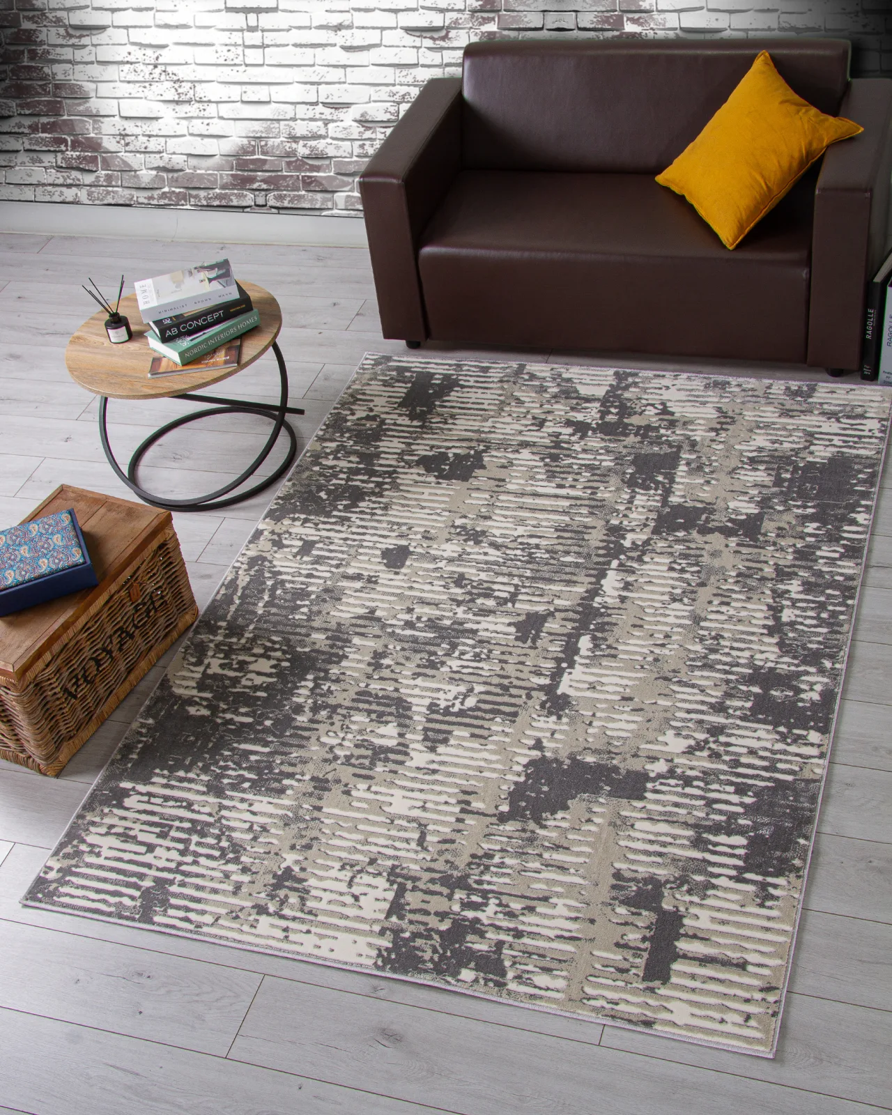 Современный ковер ATLANTIS D999 - CREAM-GRAY Heat-set Россия