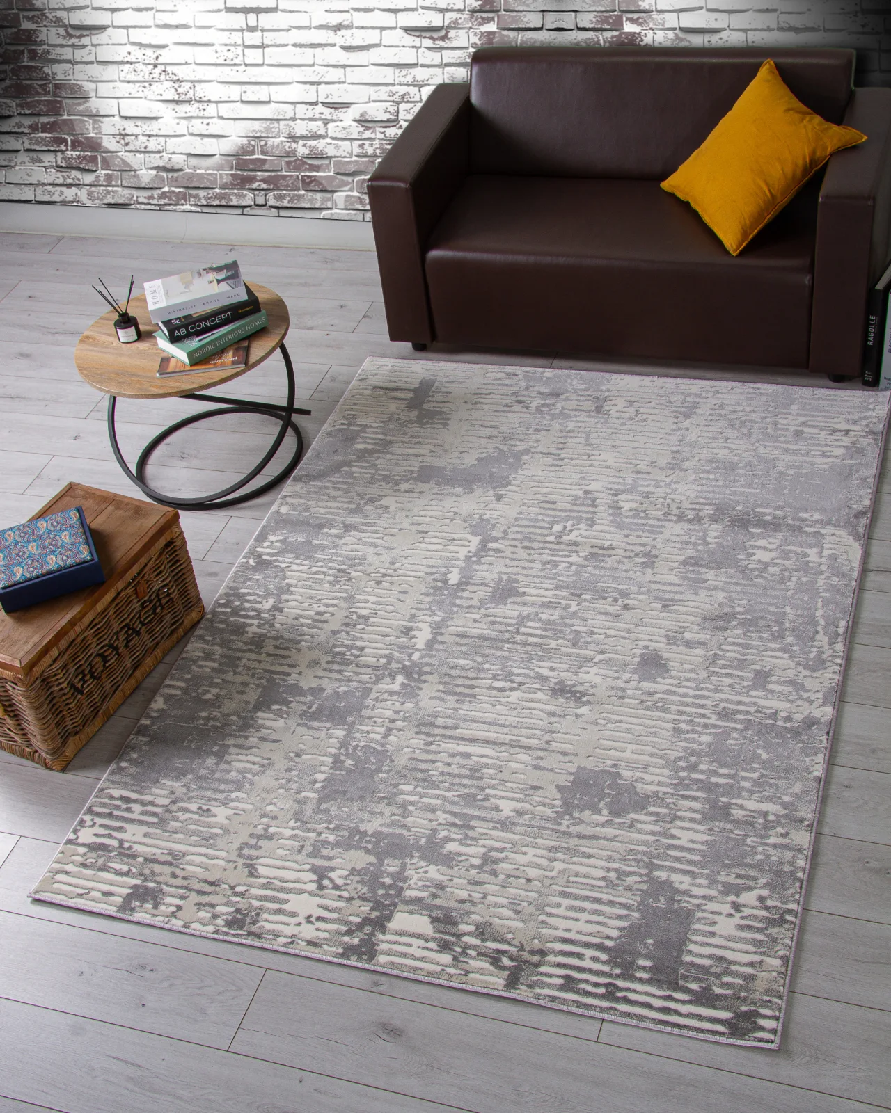Современный ковер ATLANTIS D999 - CREAM-GRAY Heat-set Россия