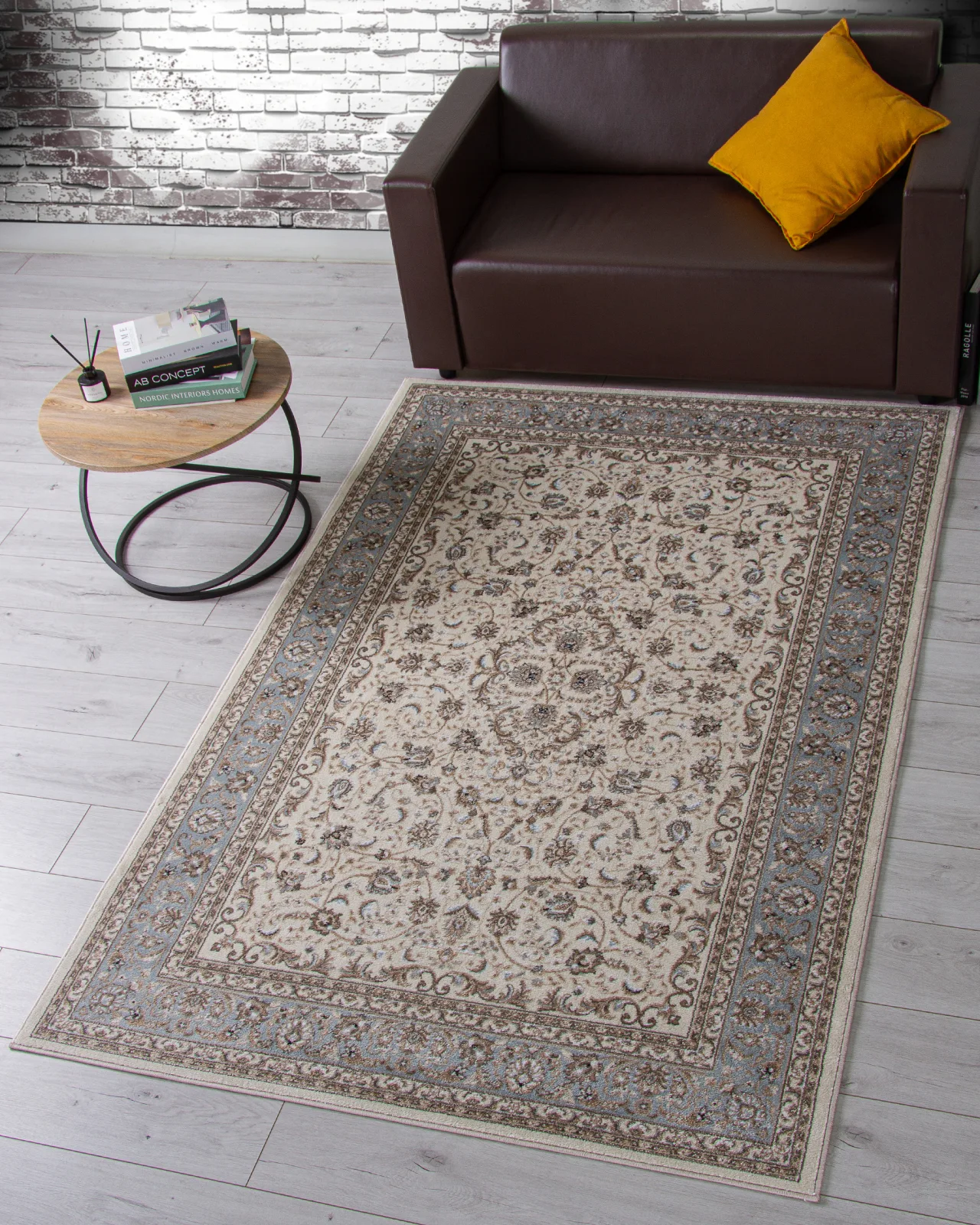 Классический ковер VALENCIA DELUXE F014 - CREAM-L.BLUE Heat-set Россия