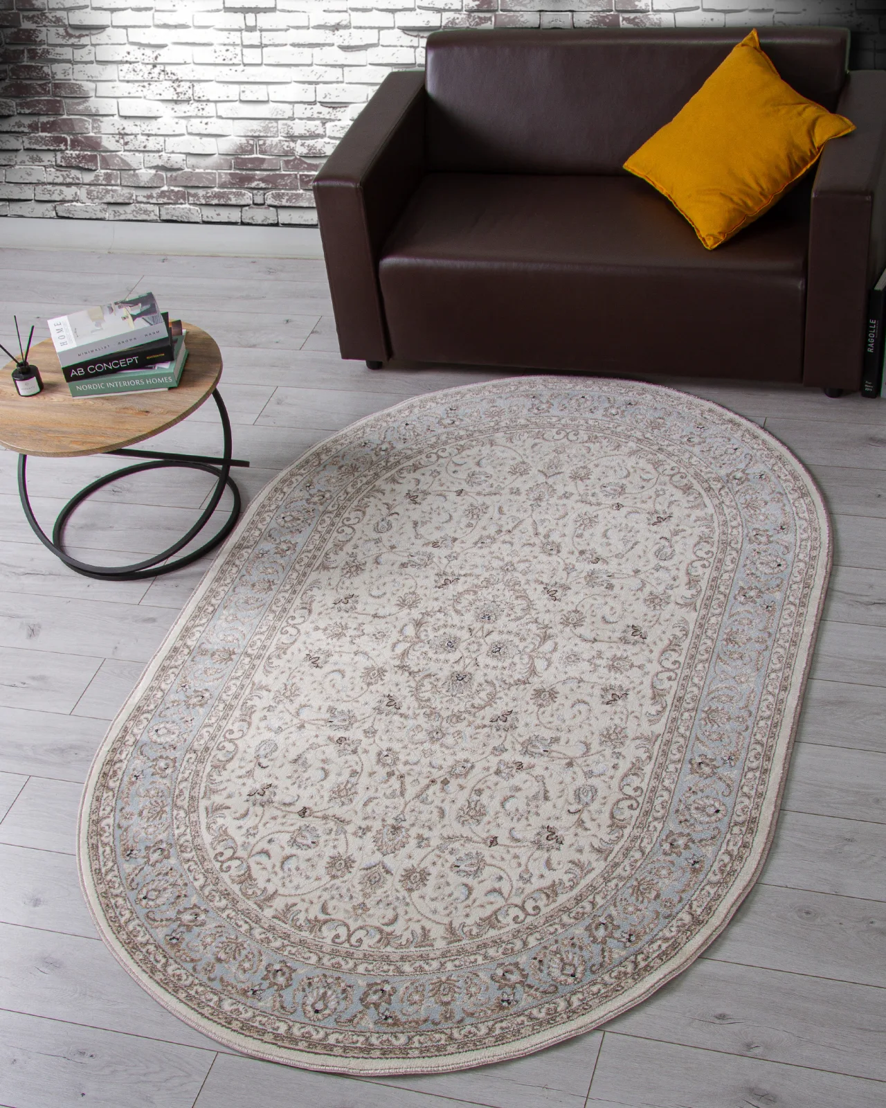 Классический ковер VALENCIA DELUXE F014 - CREAM-L.BLUE Heat-set Россия