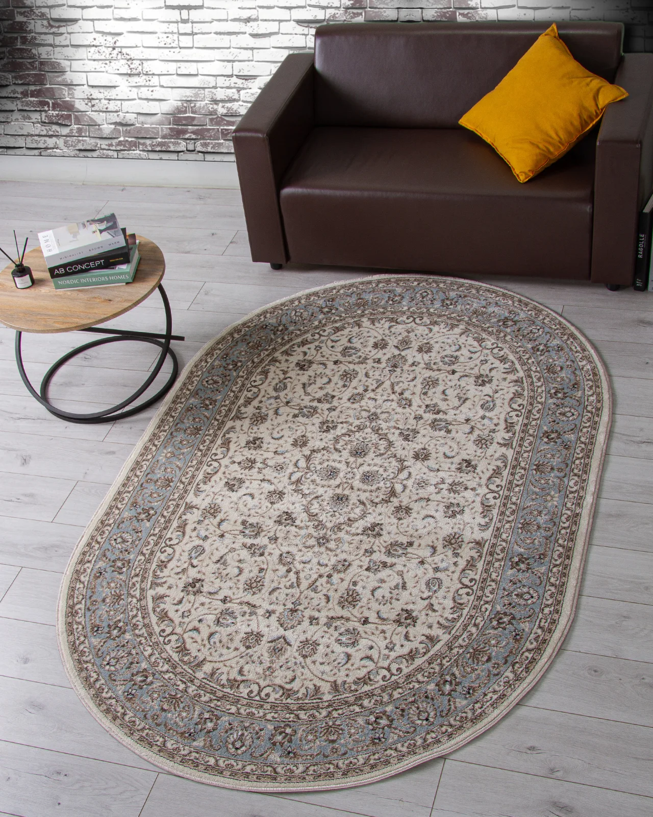 Классический ковер VALENCIA DELUXE F014 - CREAM-L.BLUE Heat-set Россия