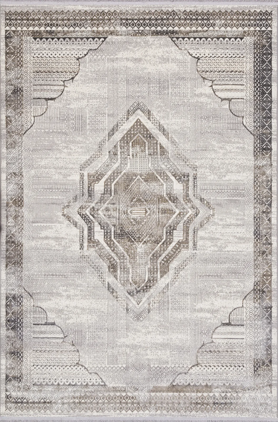 Этнический ковер ASADU 07541A - CREAM HB / GREY FDY полиэстер Турция
