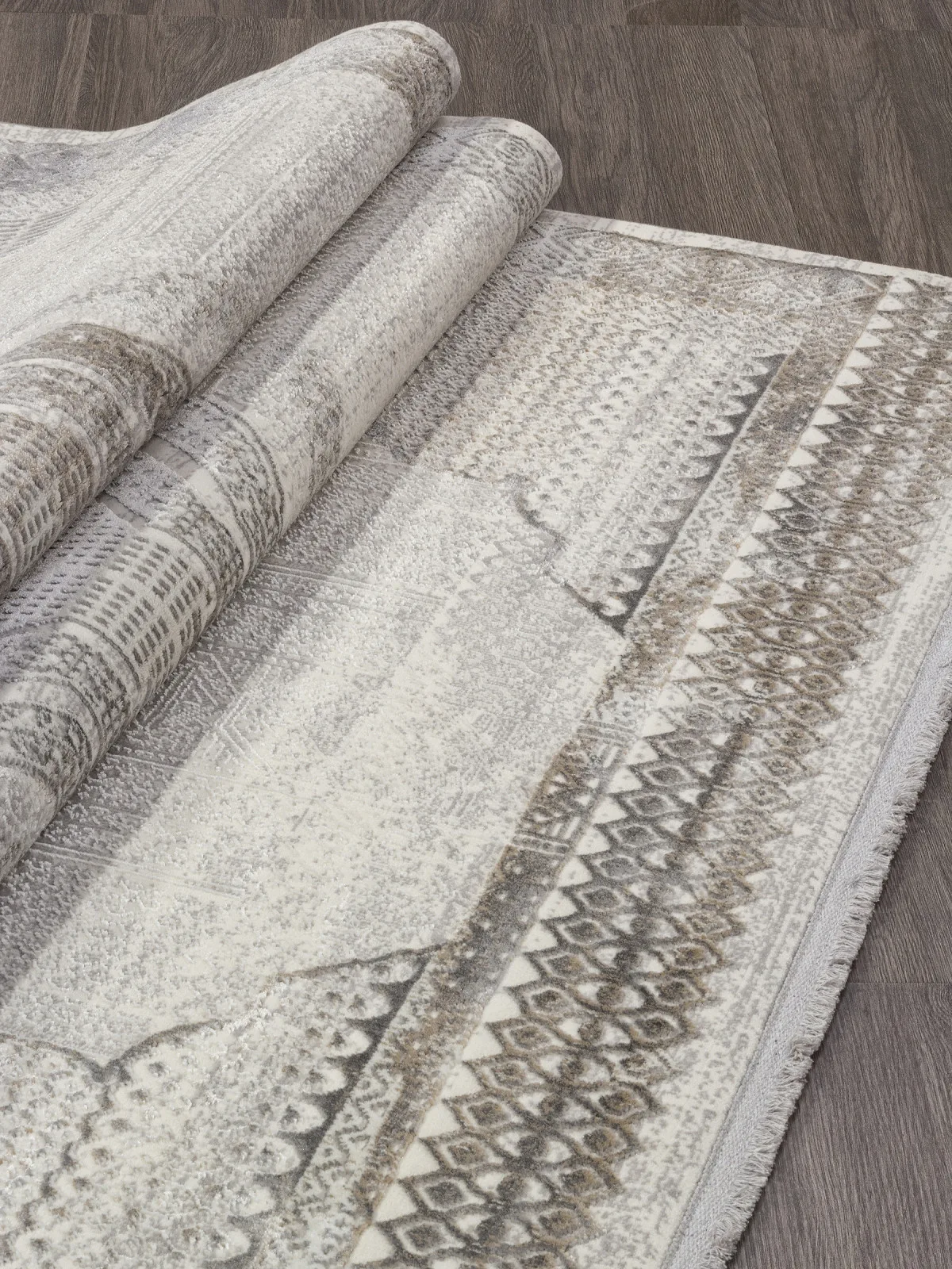Этнический ковер ASADU 07541A - CREAM HB / GREY FDY полиэстер Турция