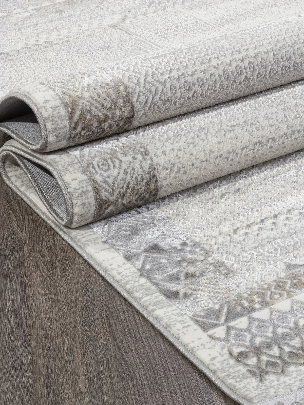 Этнический ковер ASADU 07541A - CREAM HB / GREY FDY полиэстер Турция