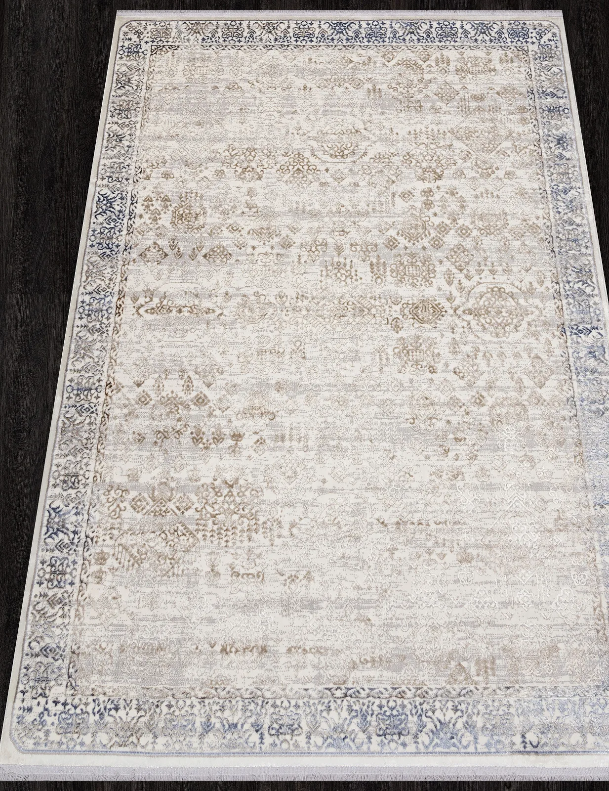 Винтажный ковер ASADU 07402A - L.BLUE FDY / CREAM FDY полиэстер Турция