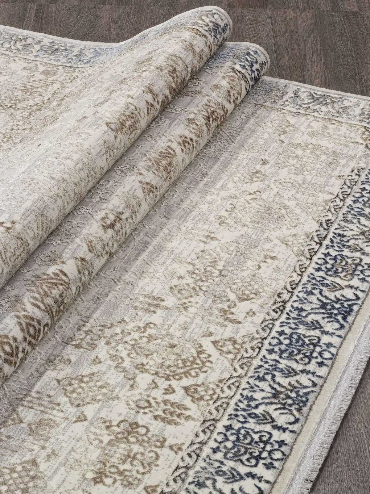 Винтажный ковер ASADU 07402A - L.BLUE FDY / CREAM FDY полиэстер Турция