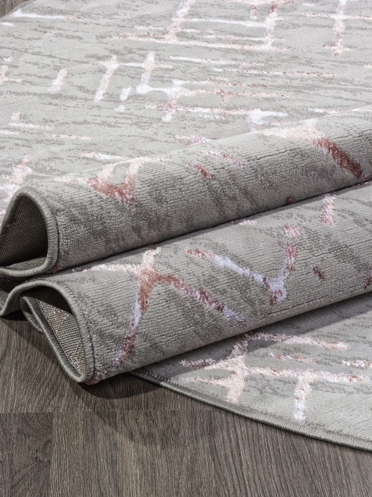 Современный ковер LIMAN F164 - GRAY-PINK полиэстер Россия