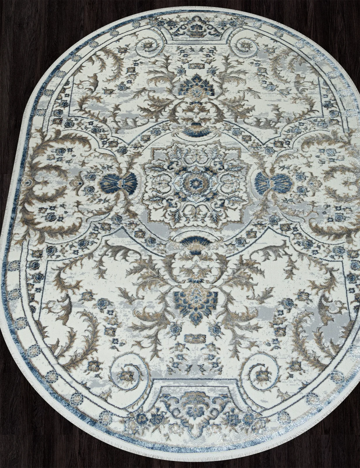 Классический ковер SAHARA 00765A - D.BLUE FDY / CREAM HB полиэстер Турция