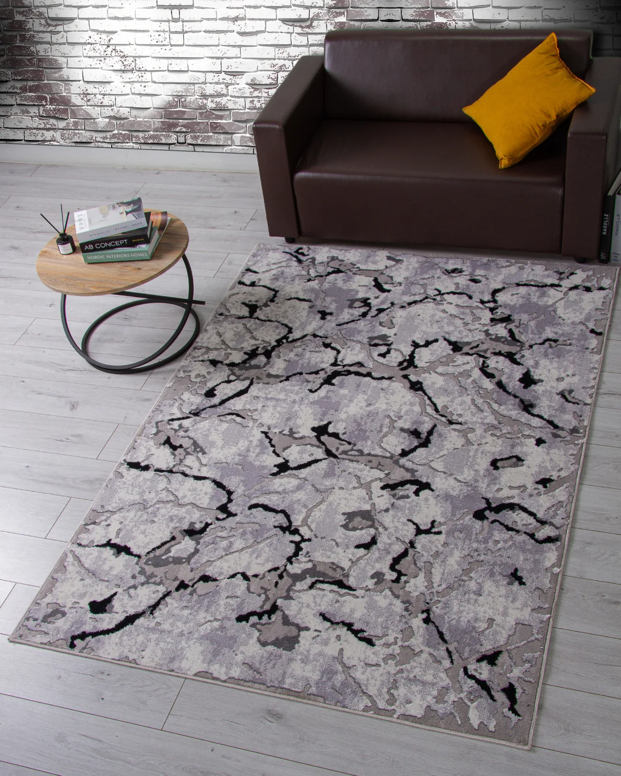 Современный ковер PALERMO F289 - DARK GRAY Heat-set Россия