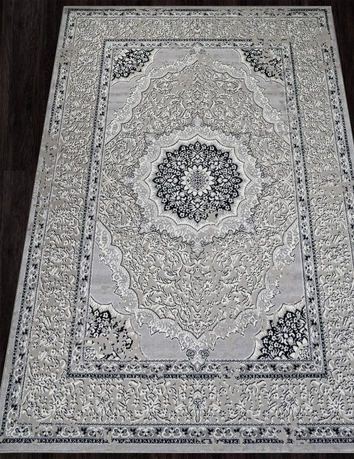 Классический ковер PALERMO F294 - DARK GRAY Heat-set Россия