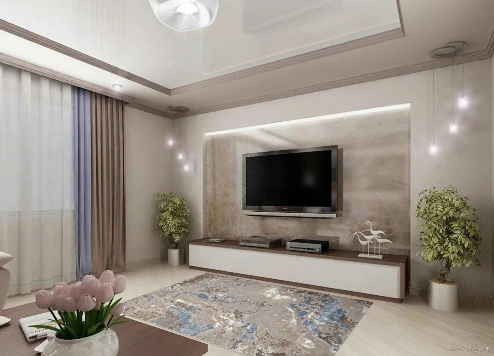 Современный ковер PARADIZE 00085A - L.BLUE / BEIGE полиэстер Турция