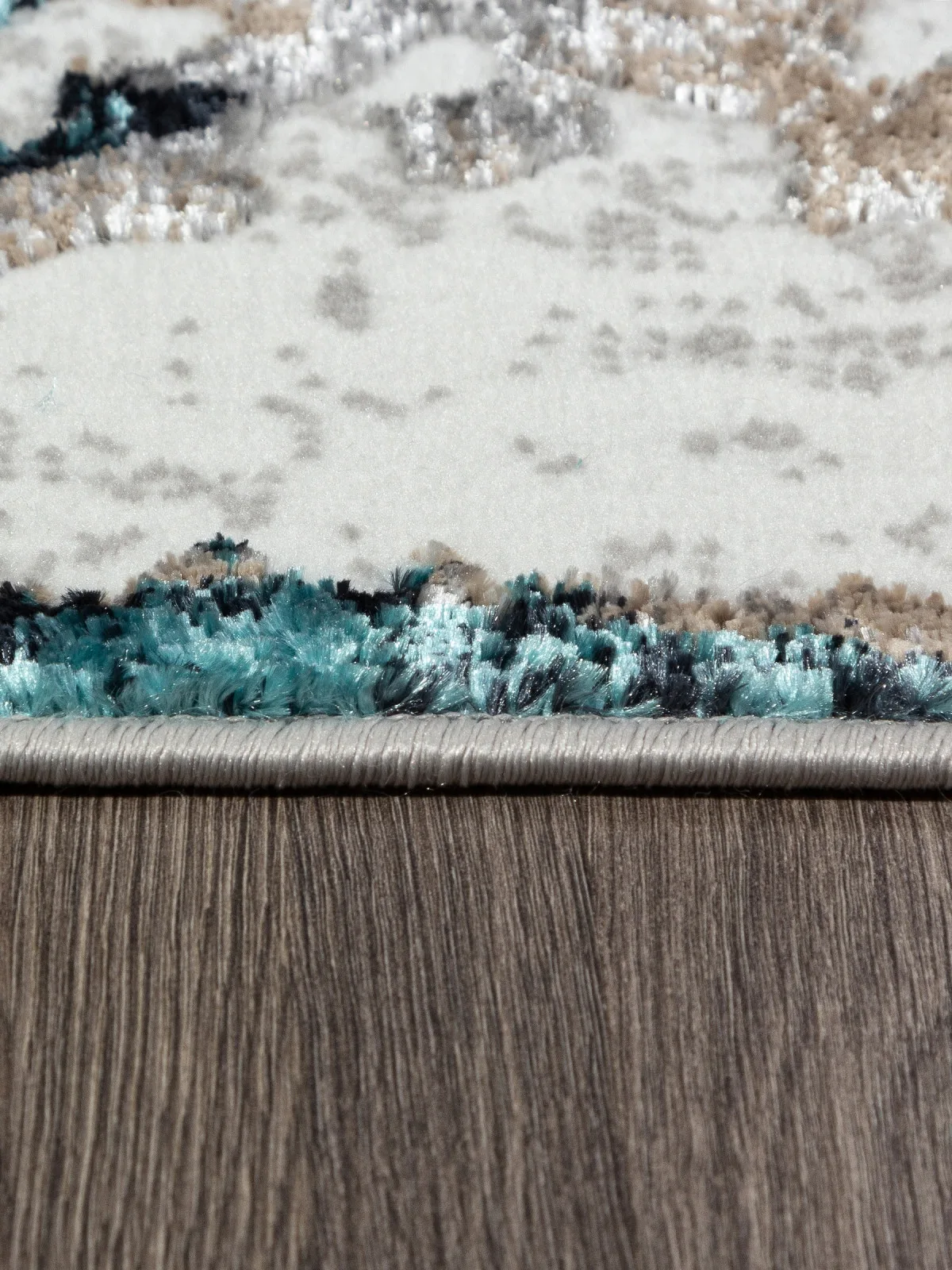 Современный ковер PARADIZE 01632A - GREY / TURQUOISE полиэстер Турция