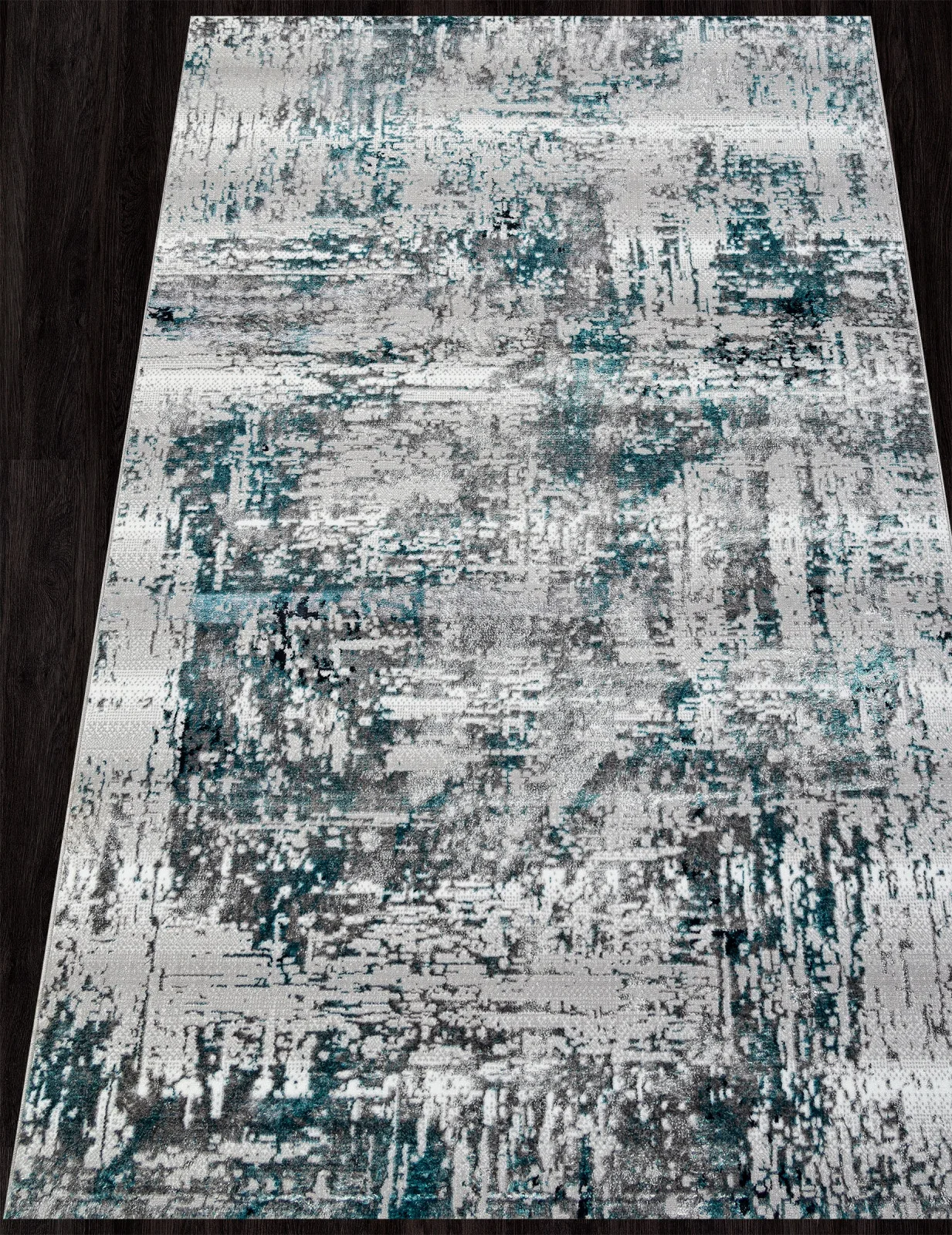 Современный ковер PARADIZE 00065A - TURQUOISE / GREY полиэстер Турция