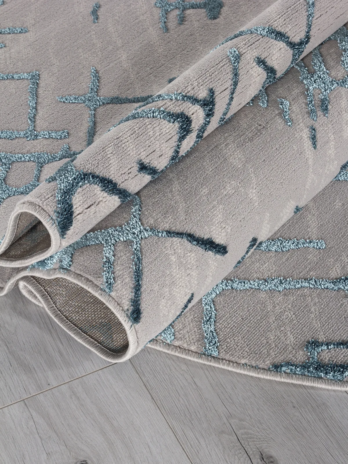 Современный ковер LIMAN F164 - GRAY-D.BLUE полиэстер Россия