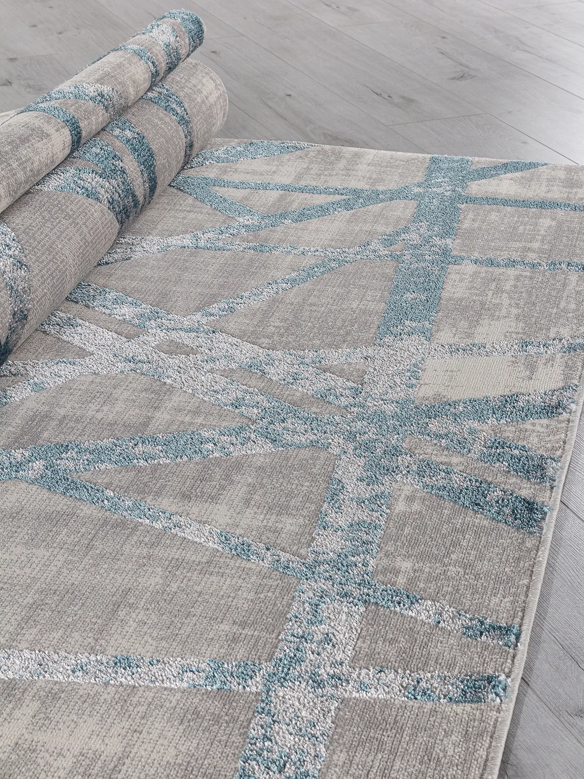 Современный ковер LIMAN F478 - GRAY-BLUE полиэстер Россия