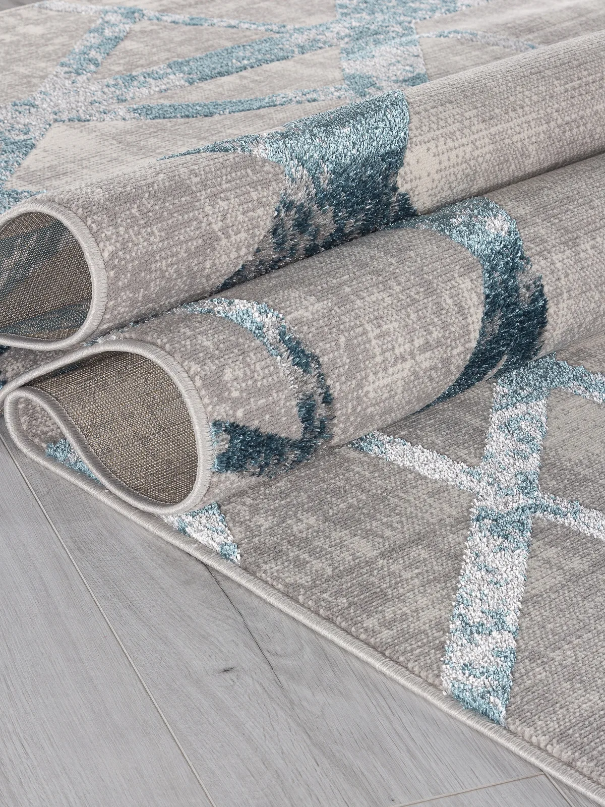 Современный ковер LIMAN F478 - GRAY-BLUE полиэстер Россия