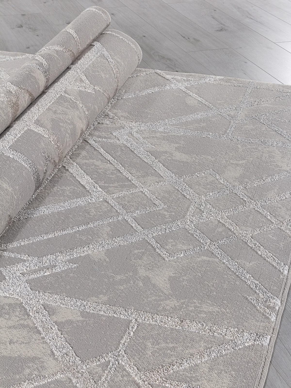 Современный ковер LIMAN F480 - GRAY-BEIGE полиэстер Россия