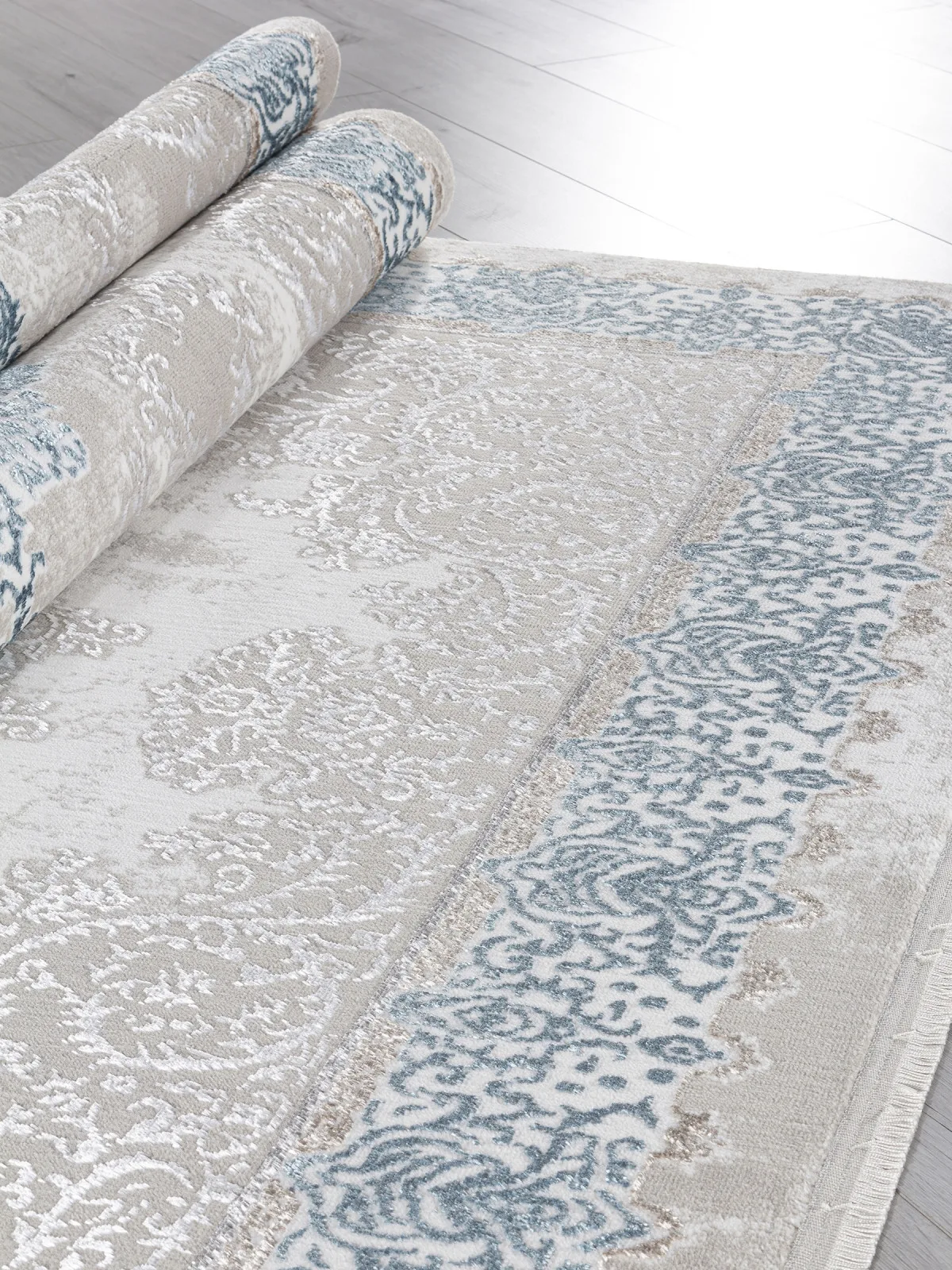 Классический ковер EFSAN L270A - CREAM SHRINK / BLUE FDY полиэстер Турция