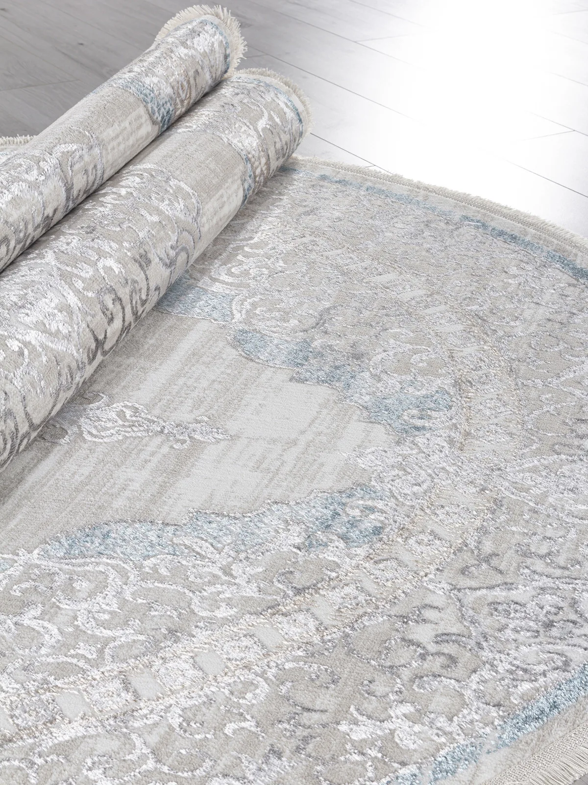 Классический ковер EFSAN L279A - CREAM SHRINK / BLUE FDY полиэстер Турция