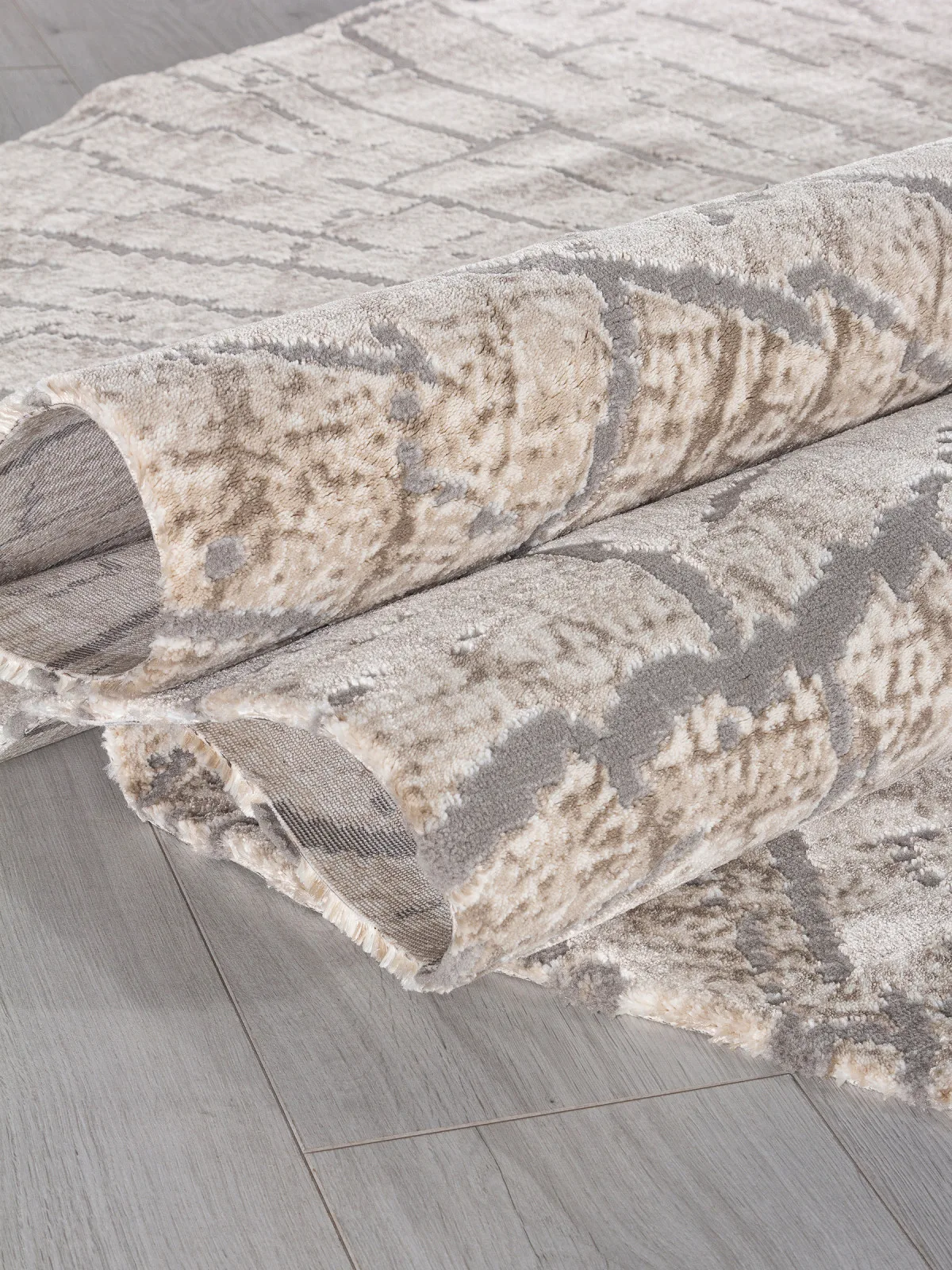 Современный ковер SAFIR 00839C - GREY / BROWN Heat-set Турция