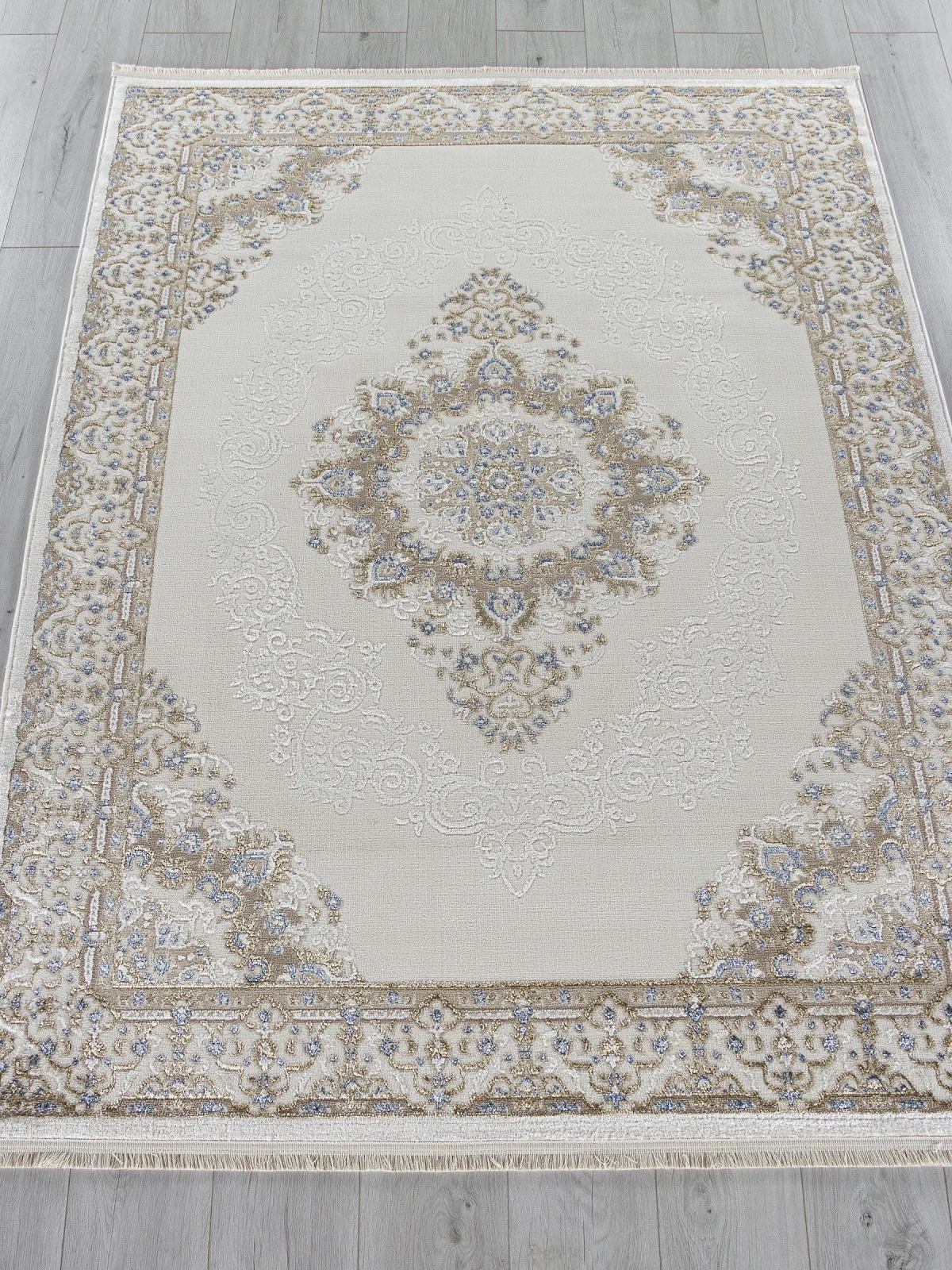 Классический ковер MOSSO 27236A - CREAM / BLUE Heat-set Турция